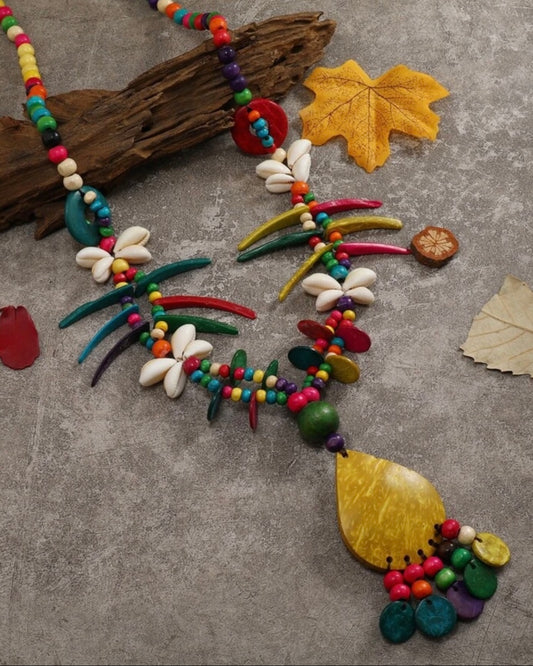 Tribal Beaded Shell Necklace