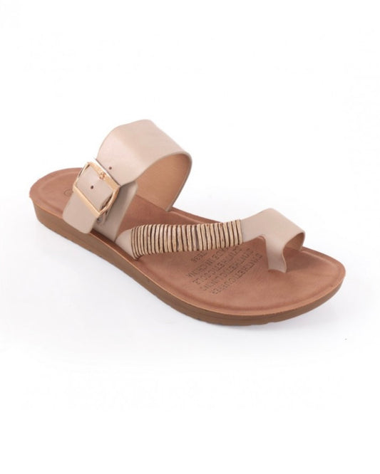 Toe Buckle Beige Sandal