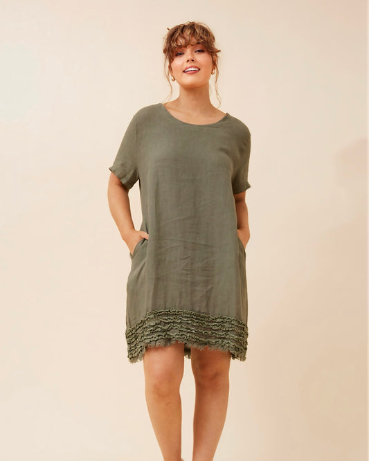 Valda Frill Detail Linen Dress
