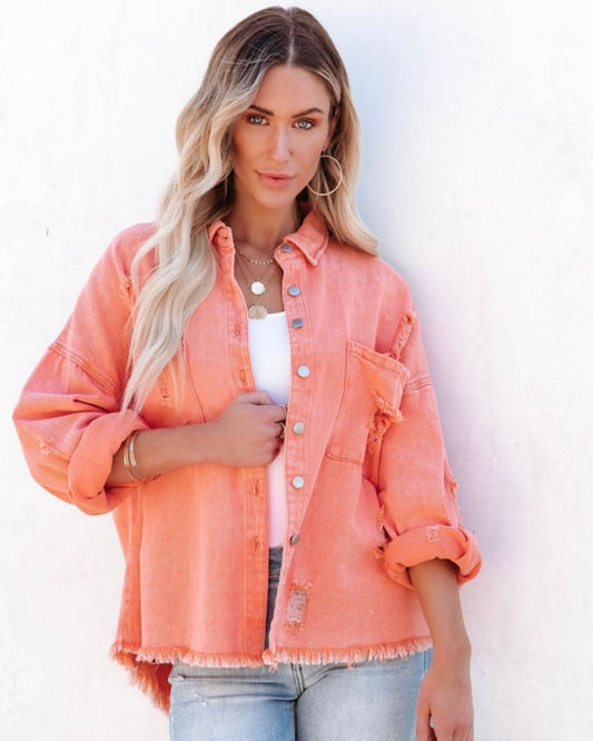 Relaxed Fit Denim Apricot Jacket