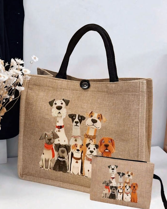 Bags - Canvas Dog Print Bag
