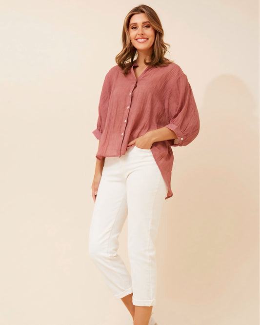 Georgia Button Front Pink Top