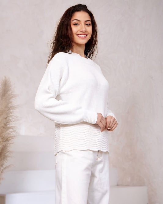 Trudy Light Knit White Jumper