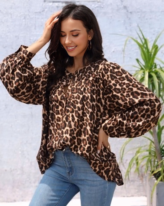 Tammy Leopard Cotton Blouse