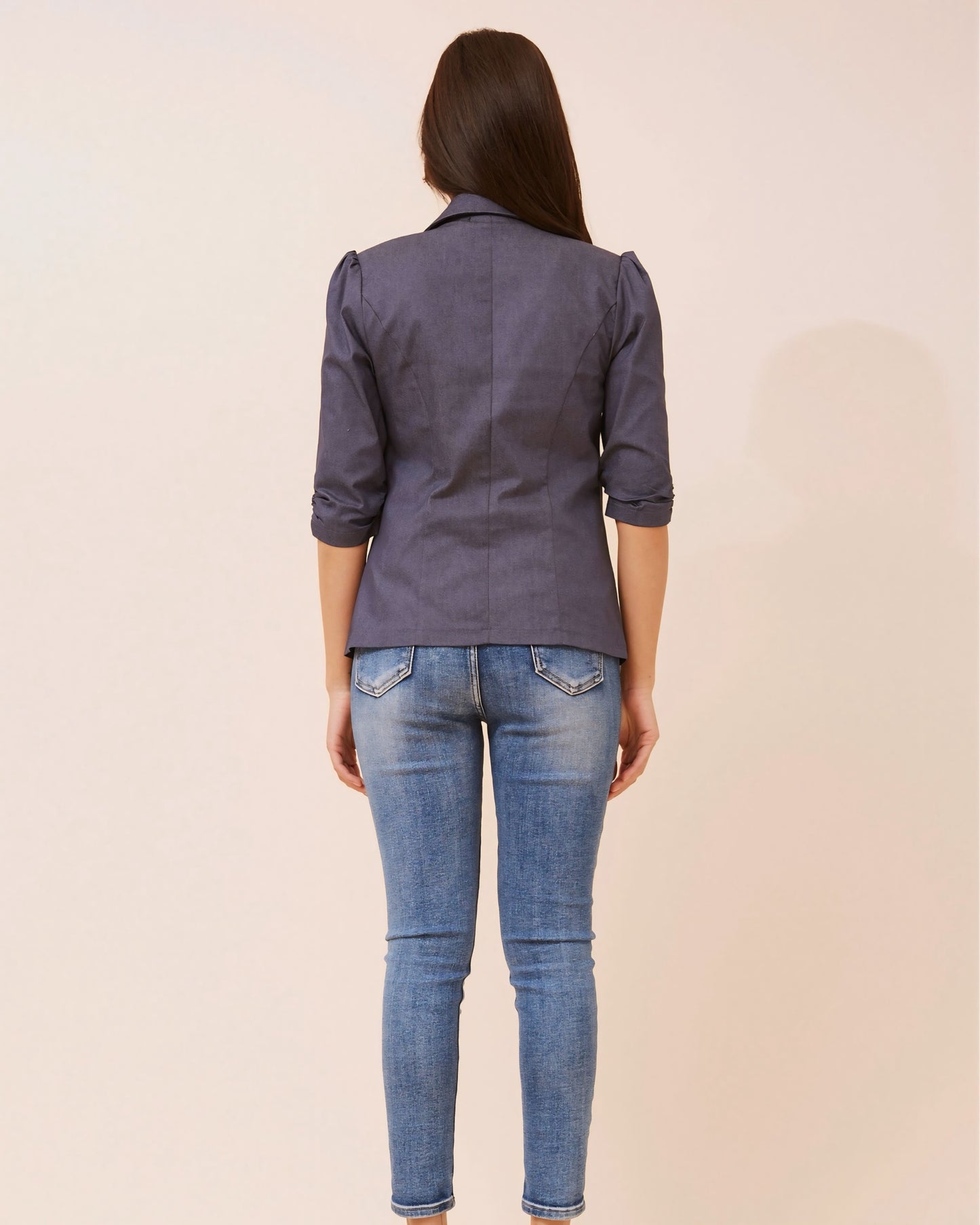 Vivian Ruched Sleeve Stretched Blazer
