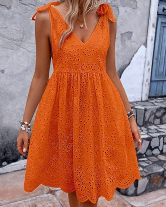 Gail Eyelet V Neck Dress