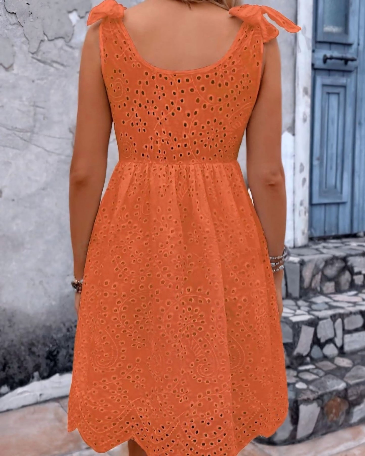 Gail Eyelet V Neck Dress