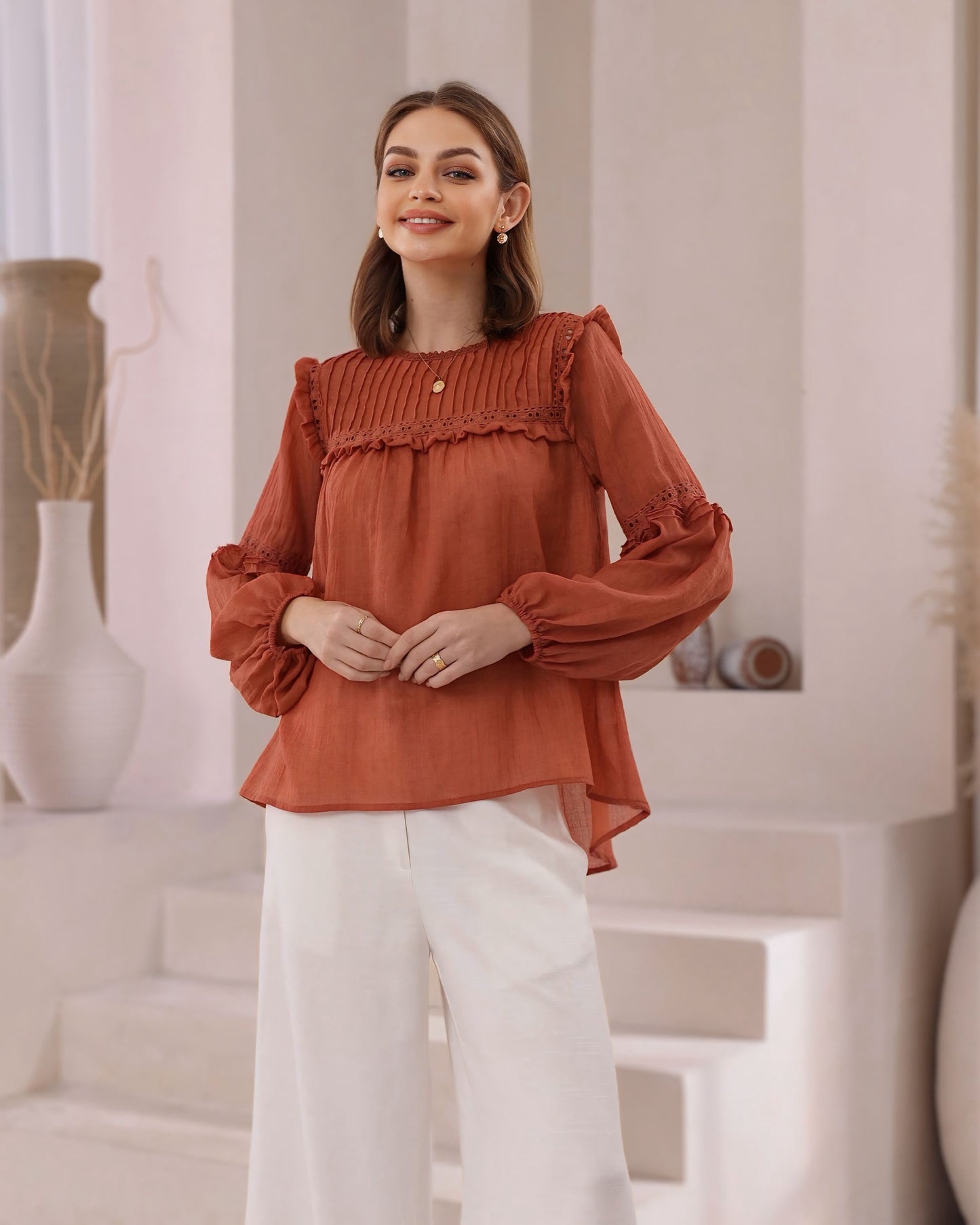 Ashley Peasant Rusty Top