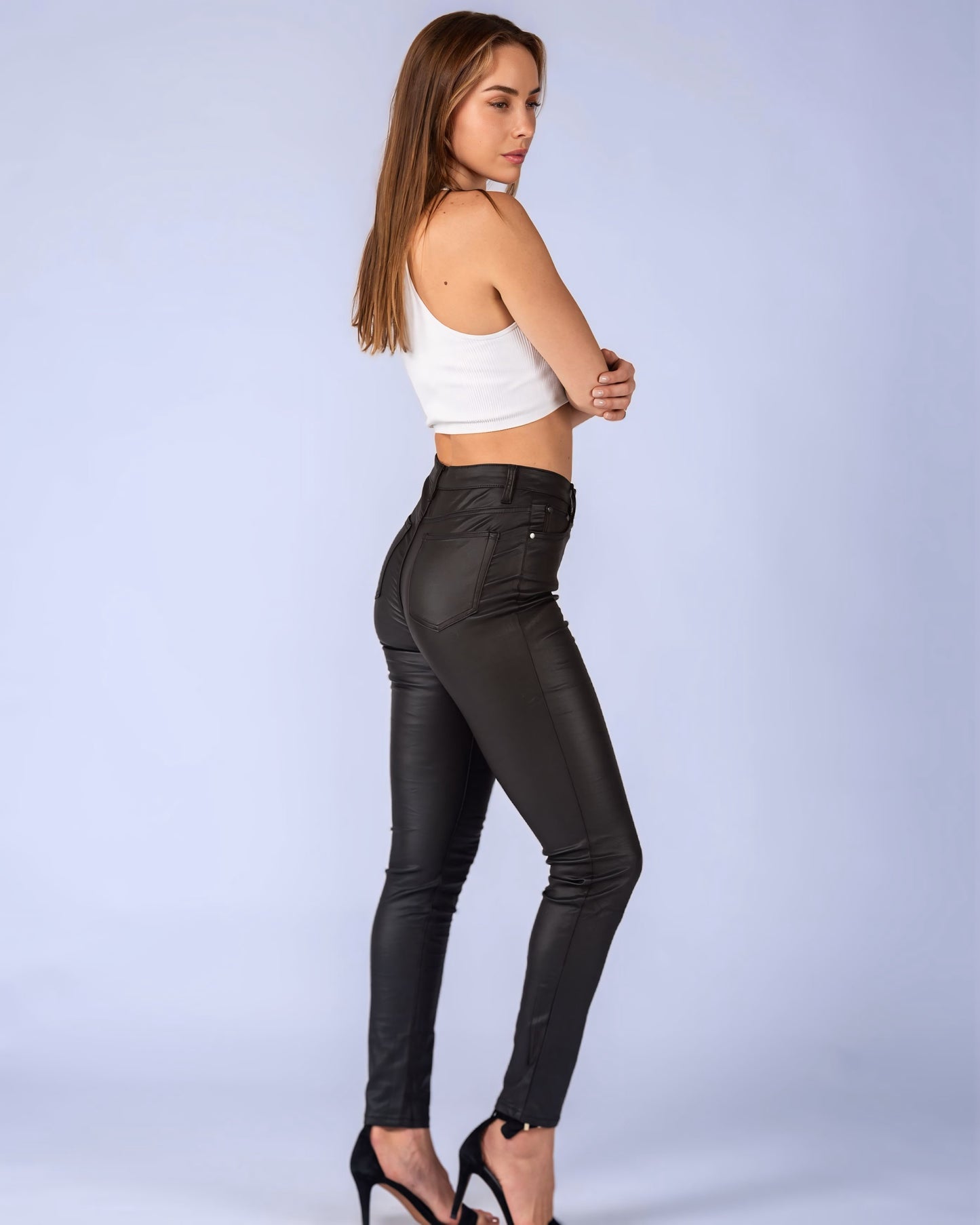 Georgia Leatherette Stretched Black Pants